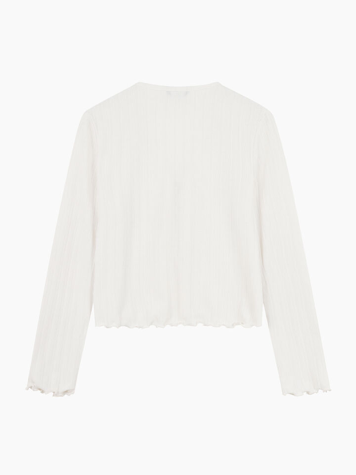 Cardigan bianco panna con laccetti - null - Bianco Panna | Sisley K image number 2